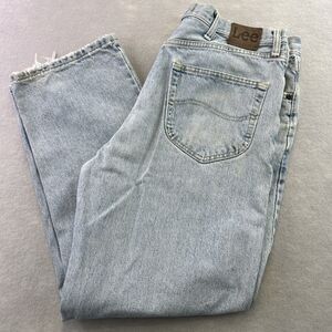 Lee Jeans Relaxed Fit Mens 36x30 Light Stone Wash Blue Distressed Denim Vintage